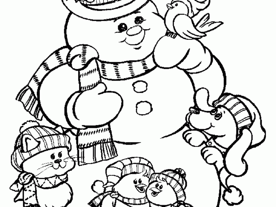 Snowman Christmas Coloring Pages For Kids To Print Color