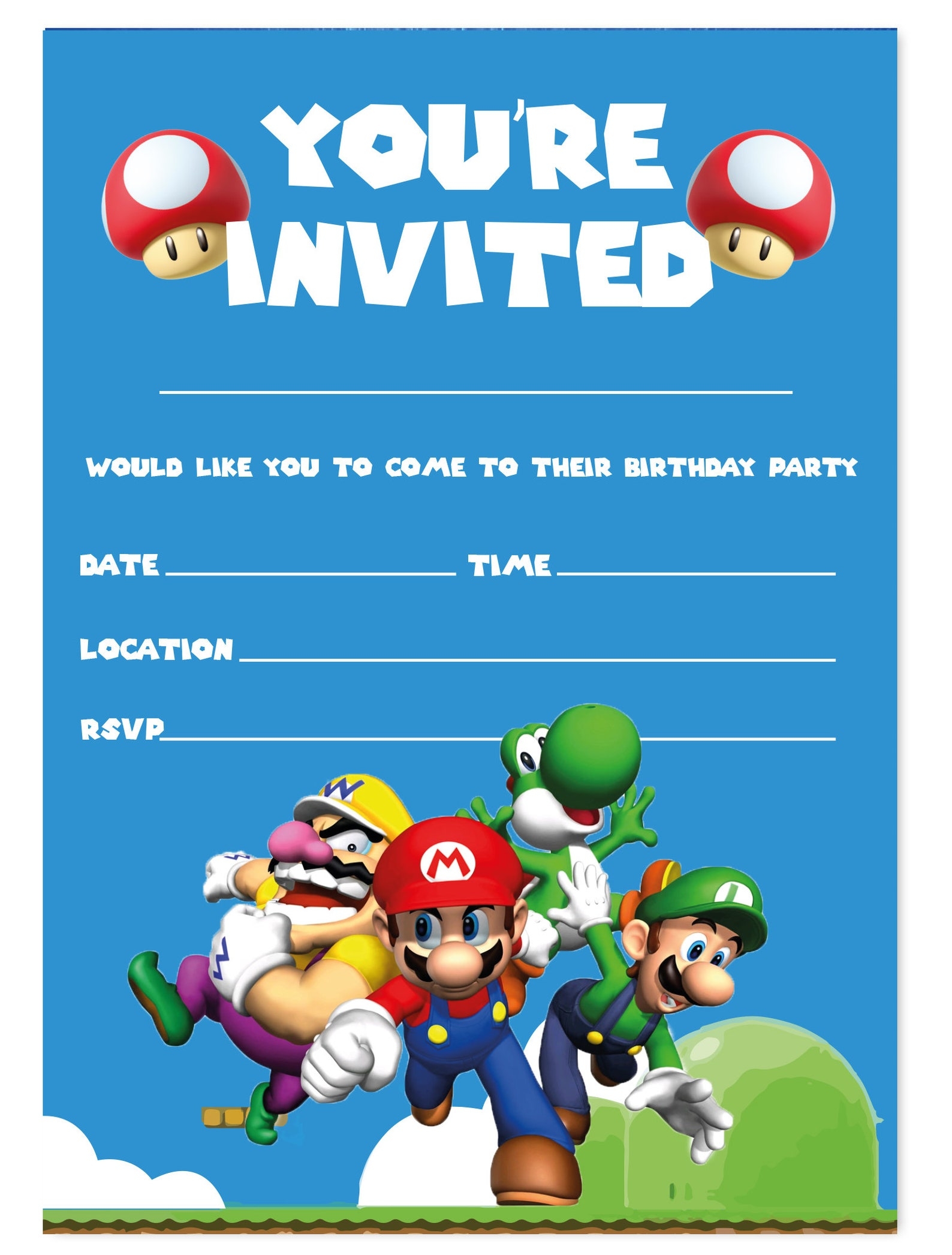 Super Mario Birthday Invitations Printable Free Prntbl 