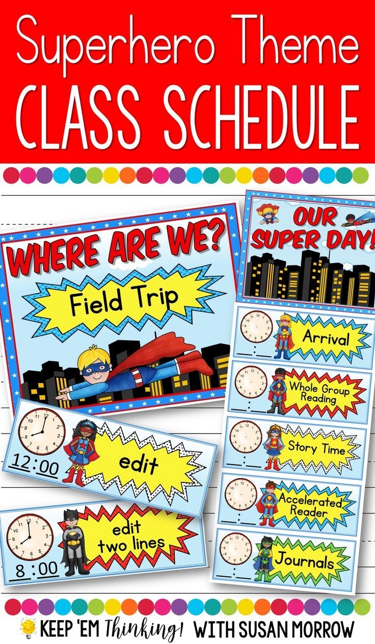 Superhero Schedule Cards Editable Superhero Classroom Decor 