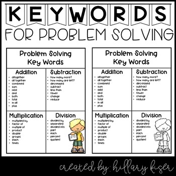 Word Problem Key Words Printable