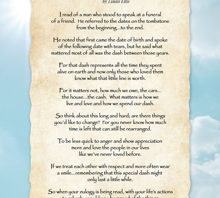 The Dash Poem By Linda Ellis Printable Printable Board Games