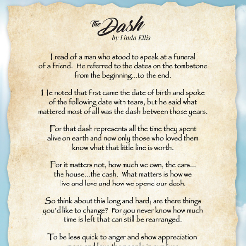 The Dash Poem By Linda Ellis Printable