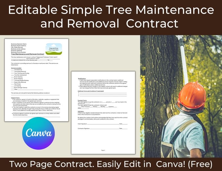 Tree Trimming Contract Template Tree Removal Service Agreement Canva 