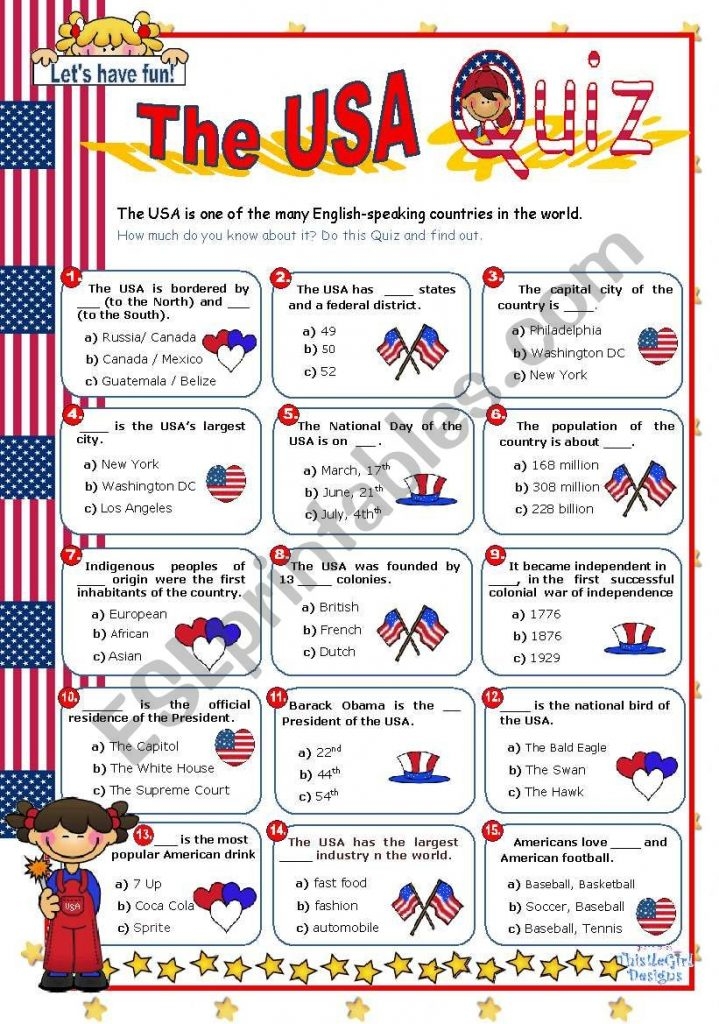 Usa Worksheets
