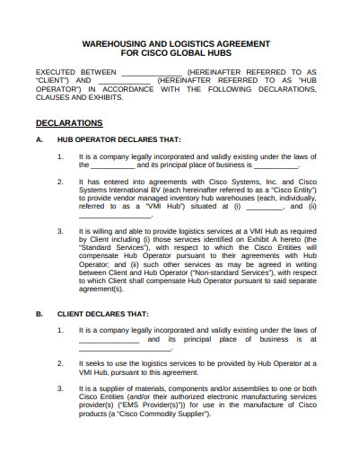 Printable Rental Warehousing Agreement Template
