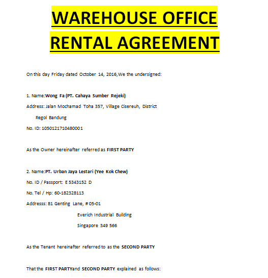 Warehouse Lease Agreement Doc Templates Sample Contracts Contract 