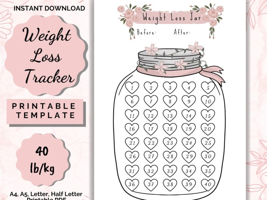 Weight Loss Jar 40 Lb kg Printable Weight Loss Chart Weight Loss