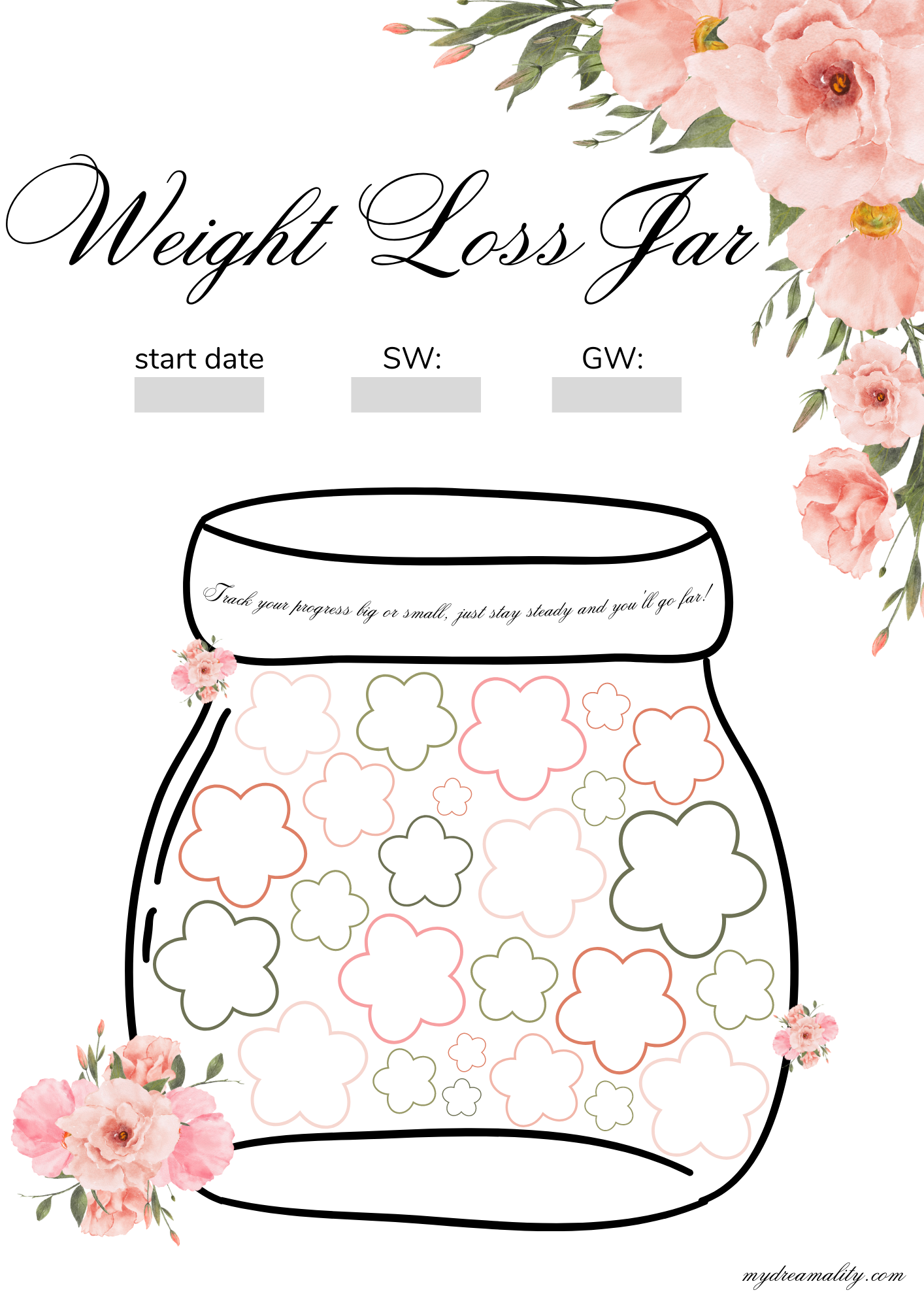 Weight Loss Jar Printable FREE PRINTABLE My Dreamality