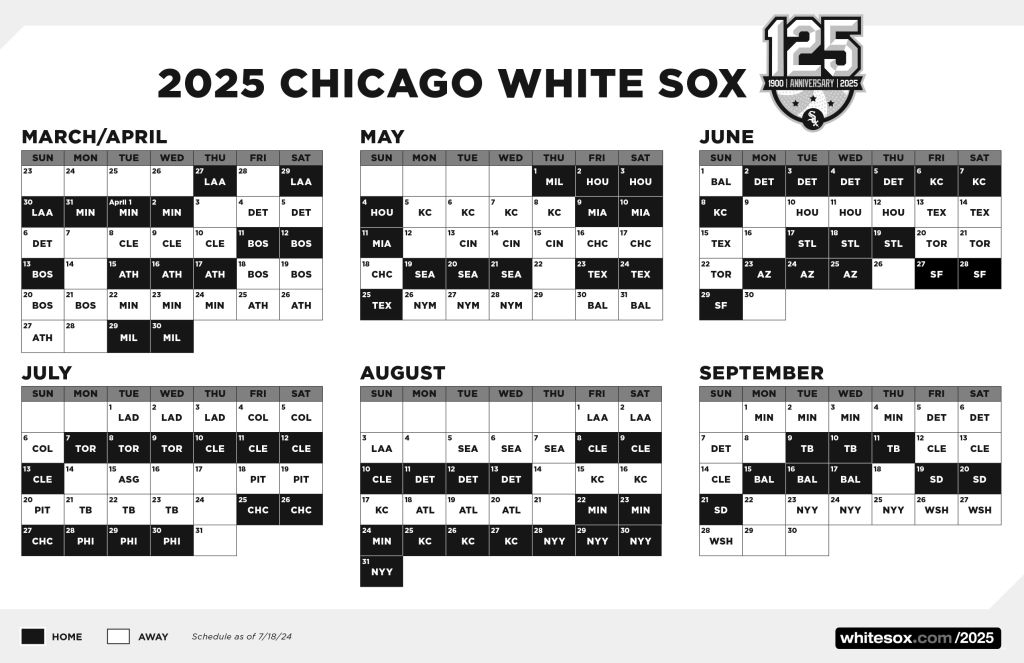 White Sox Schedule 2025 Home Games Patrick Grieve