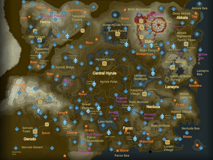 Zelda Breath Of The Wild Map With Locations