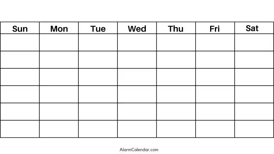 Truly blank monthly calendar
