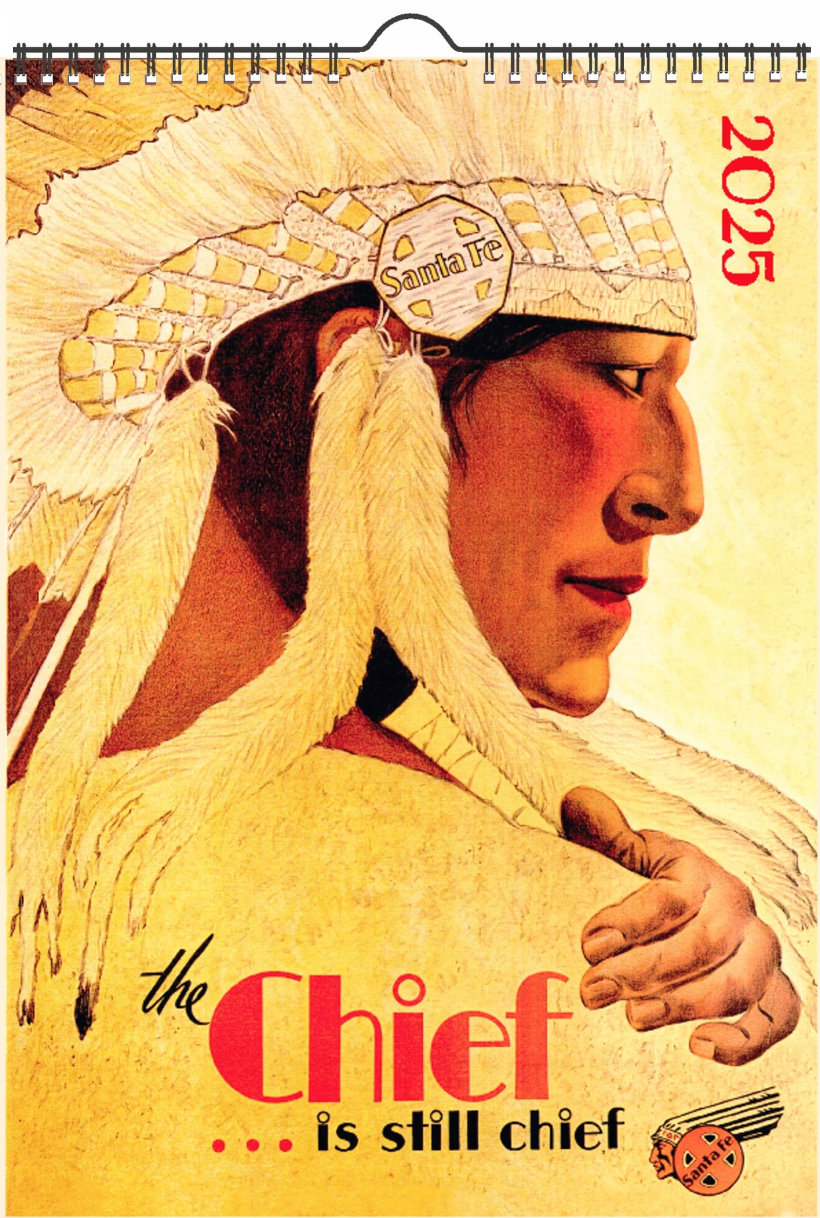 Amazon 2025 Wall Calendar 12 Pages 8 x12 Chief Native American Vintage Travel Poster Ads Office Products