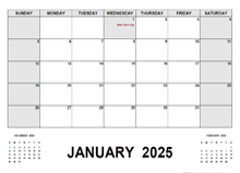 Printable Monthly Calendar 2025 Canada