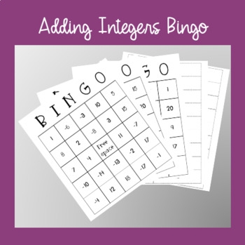 Adding Integer Bingo 27 Boards 1 Blank By Factoring Farr TPT