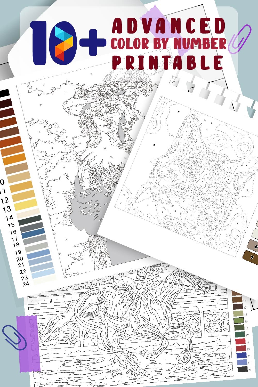 Advanced Color By Number 20 Free PDF Printables Printablee