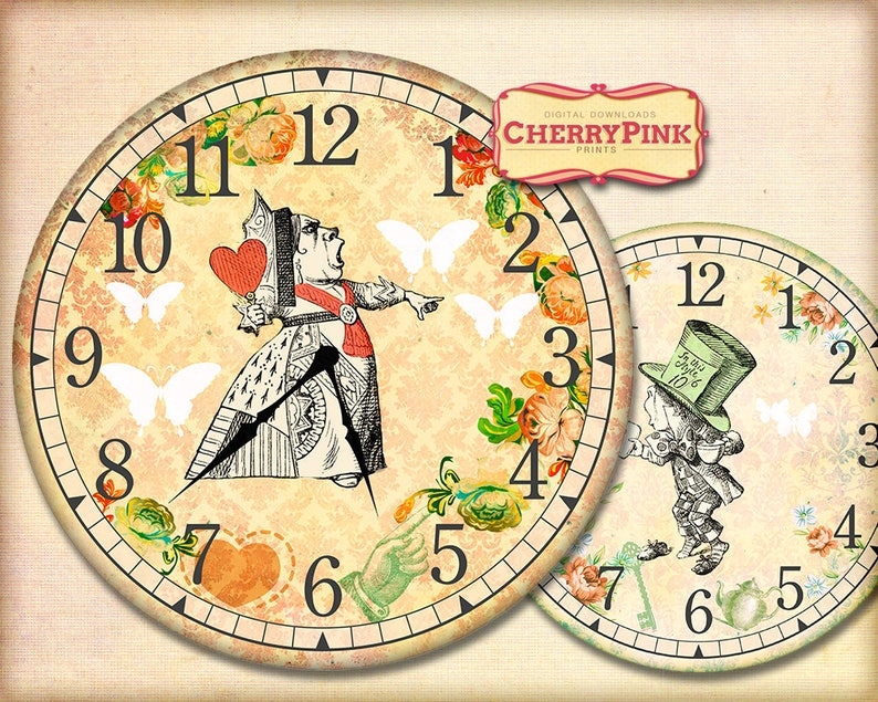 Alice In Wonderland Clock Printable Wonderland Clock Etsy