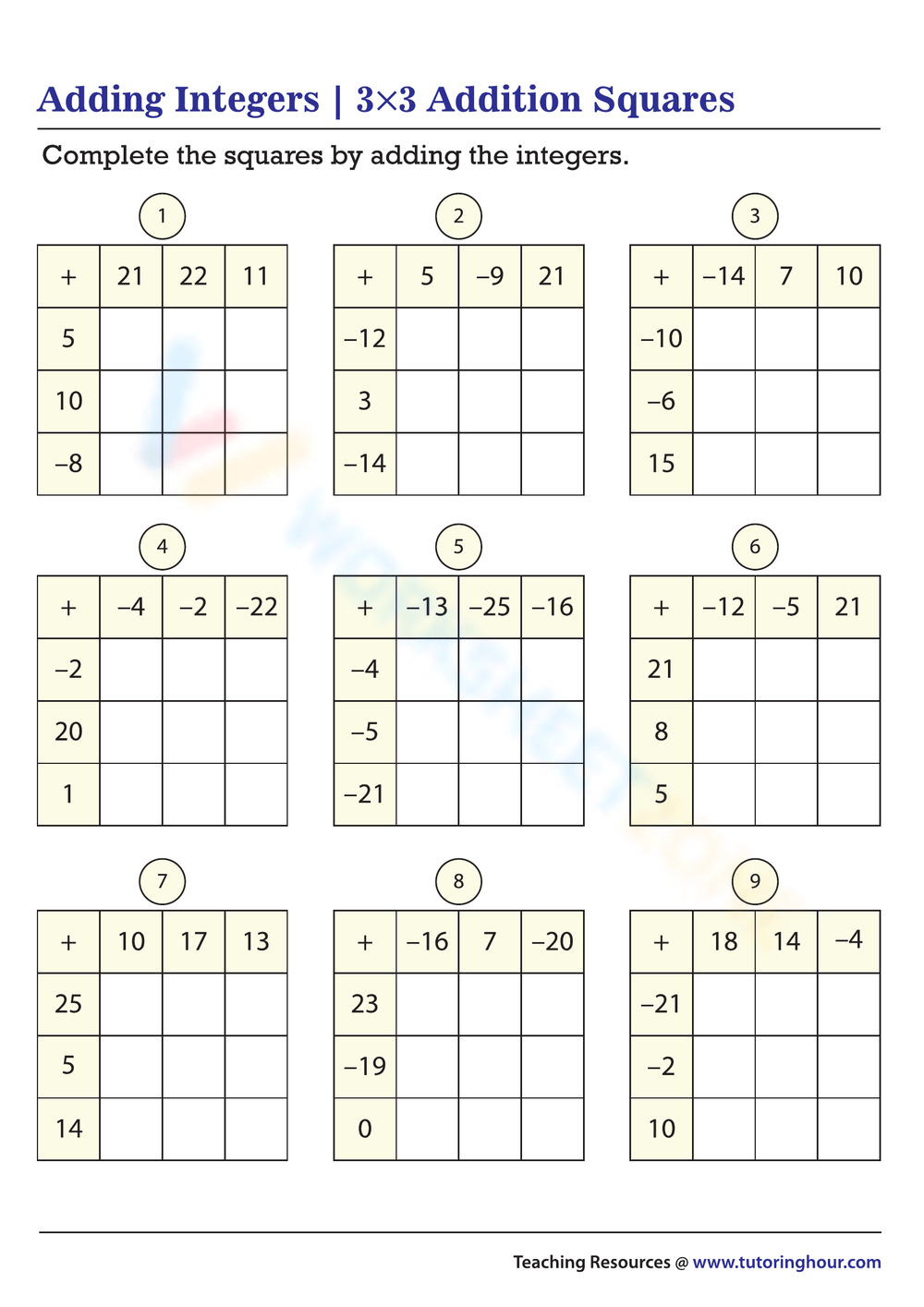 Free Printable Interactive Adding Integers Worksheets Worksheets 