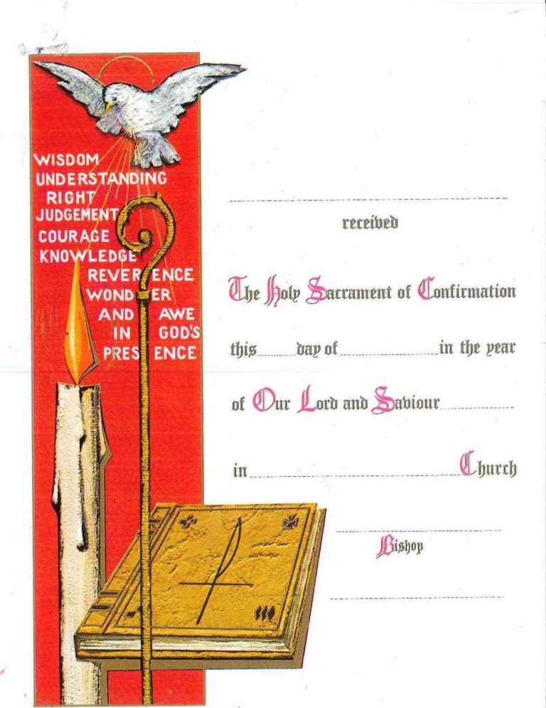 Printable 28 Images Of Catholic Confirmation Certificate Template 