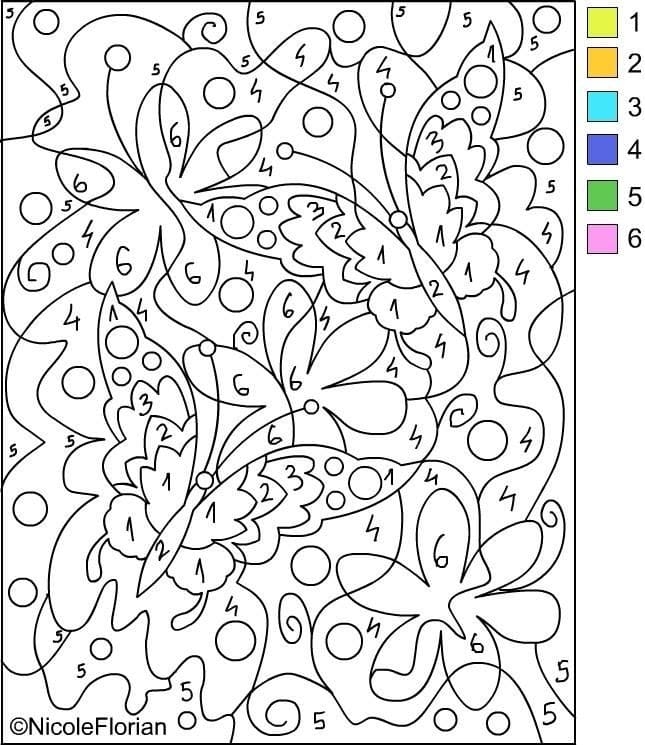 Printable Advanced Color By Number Worksheet Coloring Page Free 