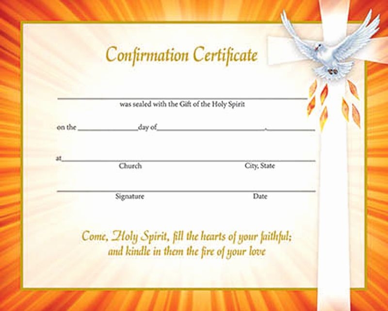 Catholic Confirmation Certificate Printable Template