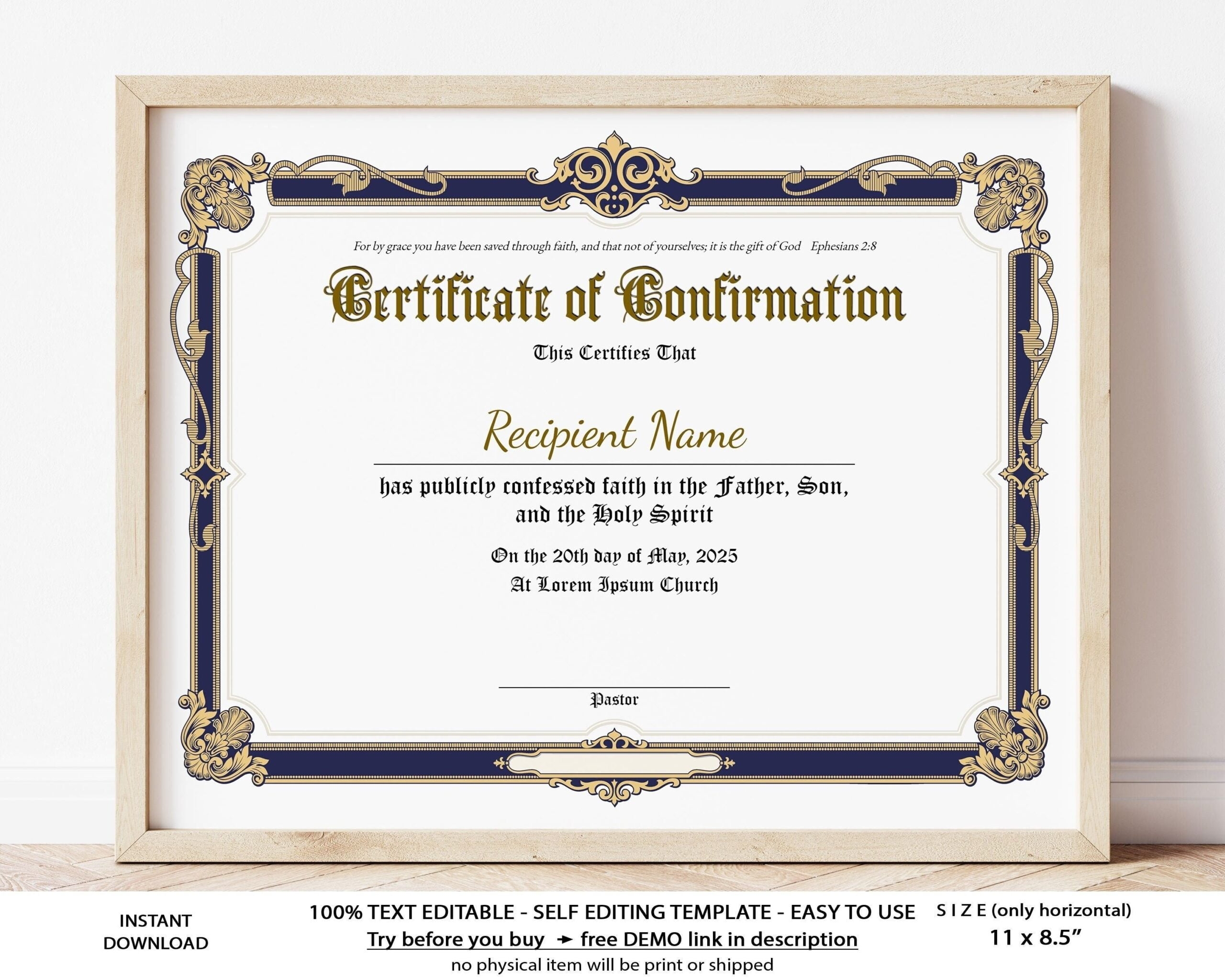 Printable Confirmation Certificate Template Free Printable