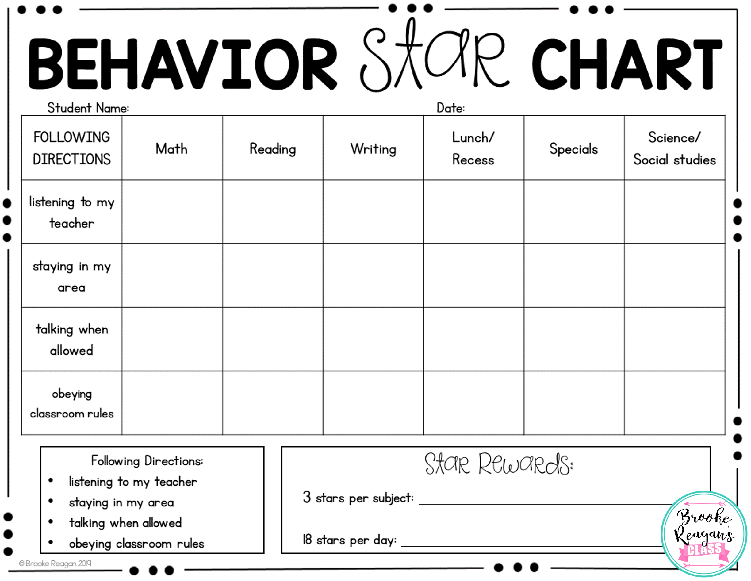 Star Chart Behavior BehaviorChart