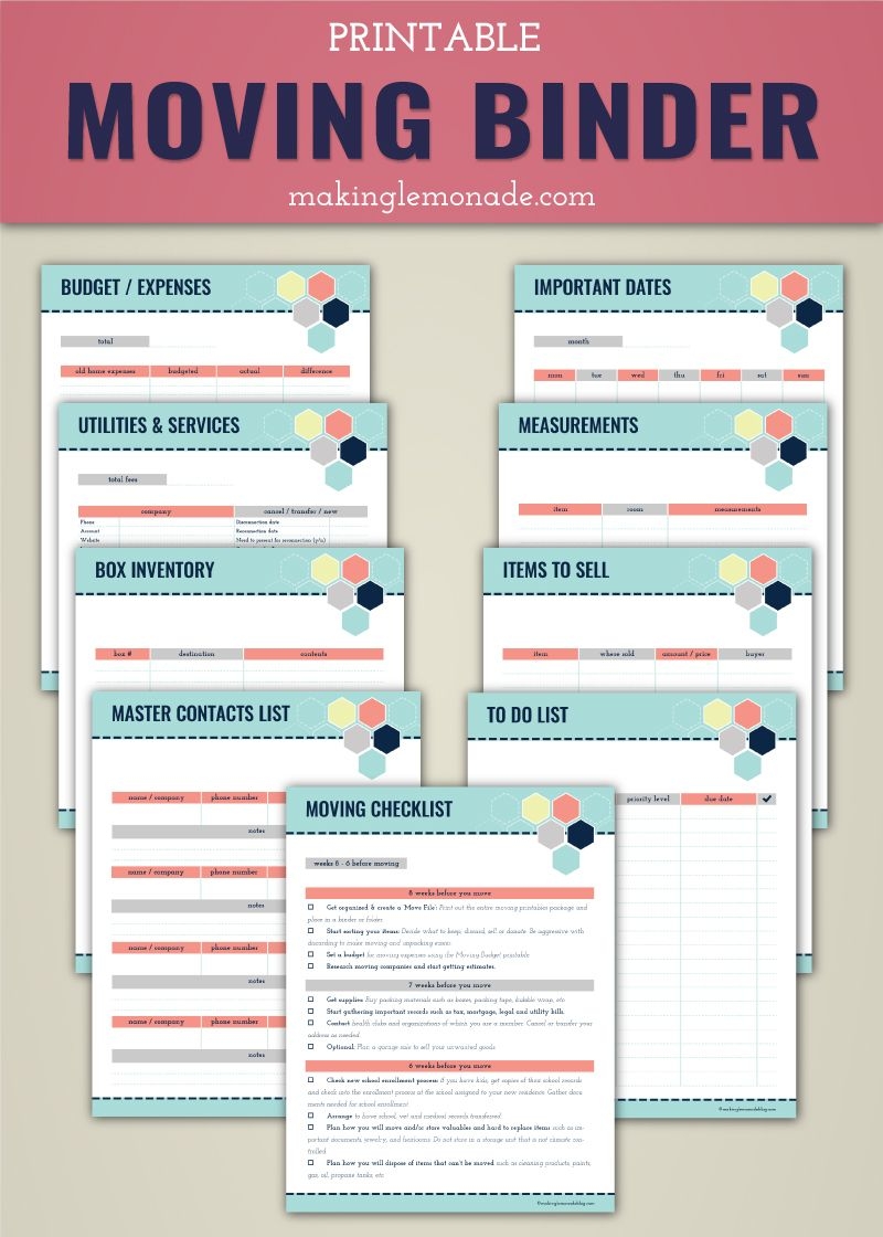 Ultimate Collection Of Moving Printables FREE Printable Moving Binder 