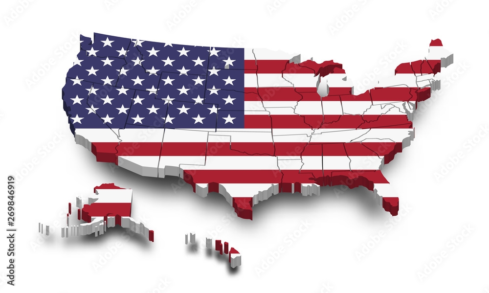 3D Printable American Map With Flag