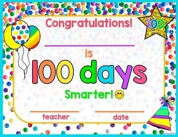 100 Days Smarter Certificate Printable