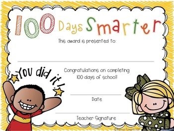 100th Day Of School Certificate Editable 100 Days Smarter Award 