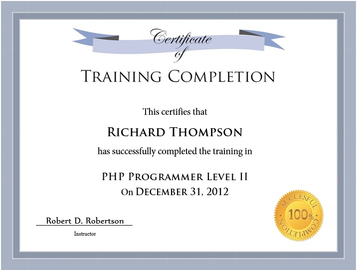 11 Free Sample Training Certificate Templates Printable Samples