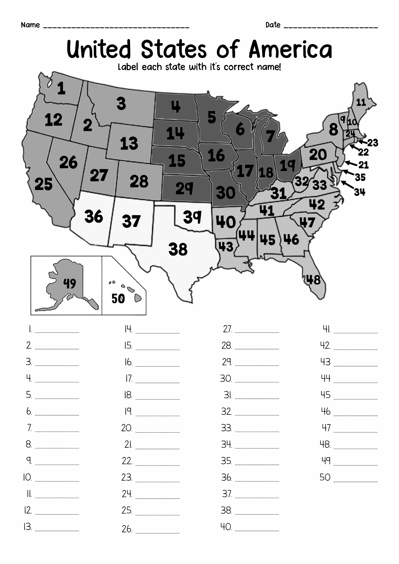 13 Fifty States Worksheets Free PDF At Worksheeto Worksheets 