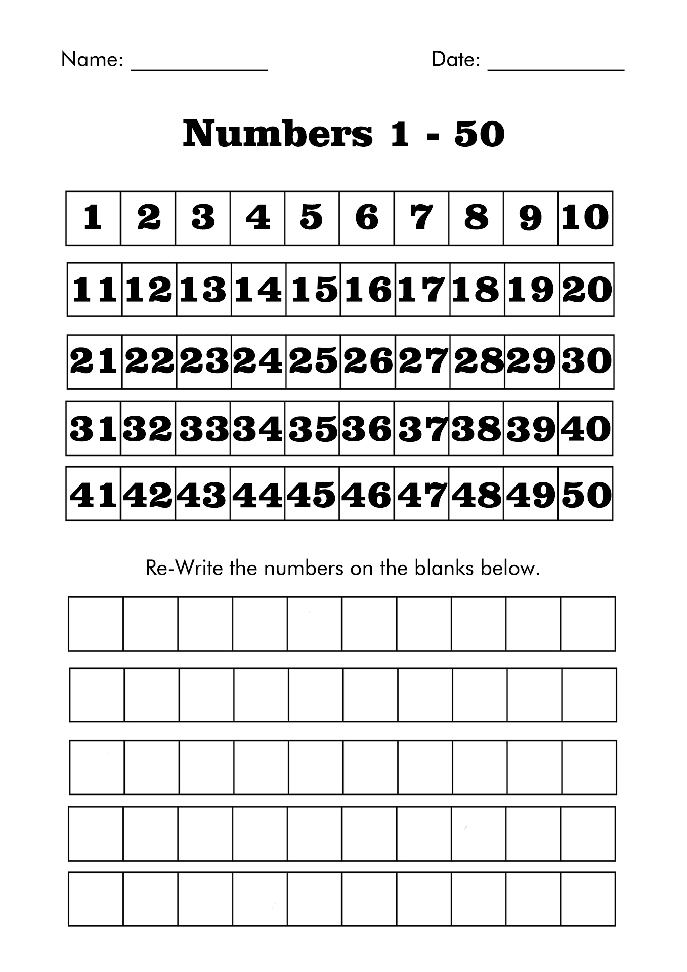 14 Kindergarten Number Worksheets 1 50 Free PDF At Worksheeto