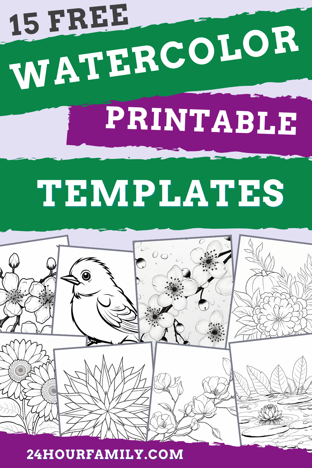 15 Free Printables To Use To Make Watercolor Paintings Watercolor 