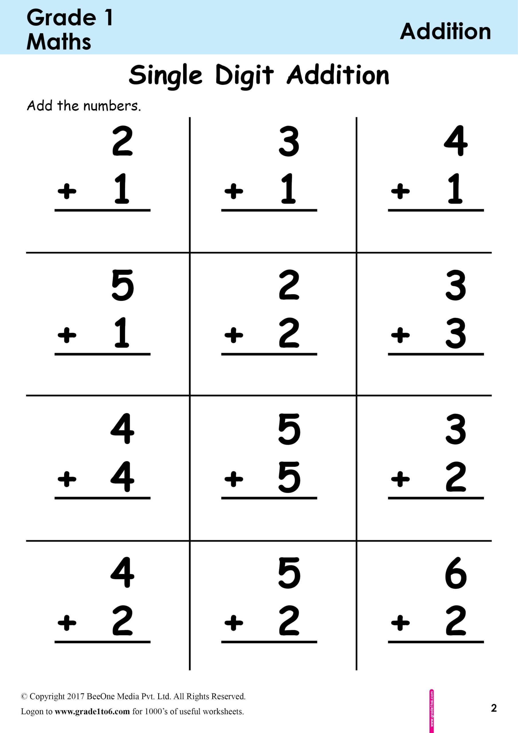 1st Grade Math Addition Worksheet