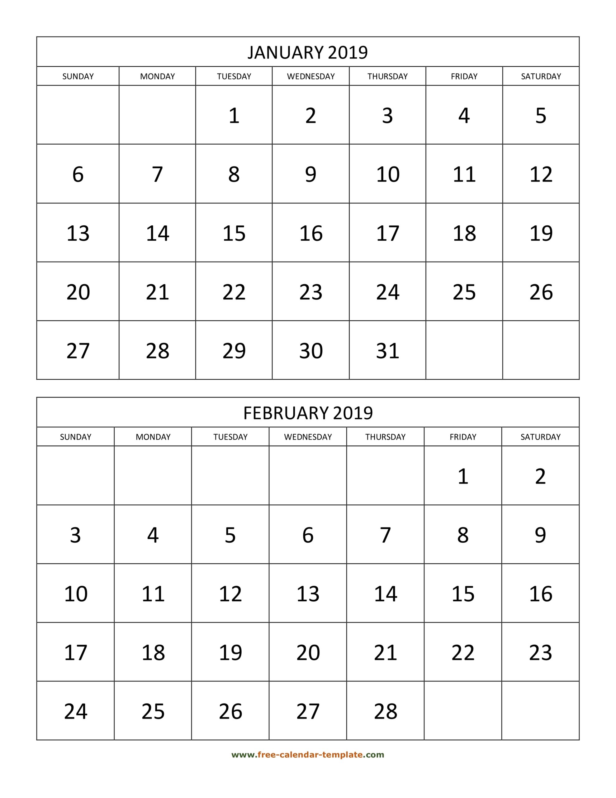 2 Month Printable Calendar