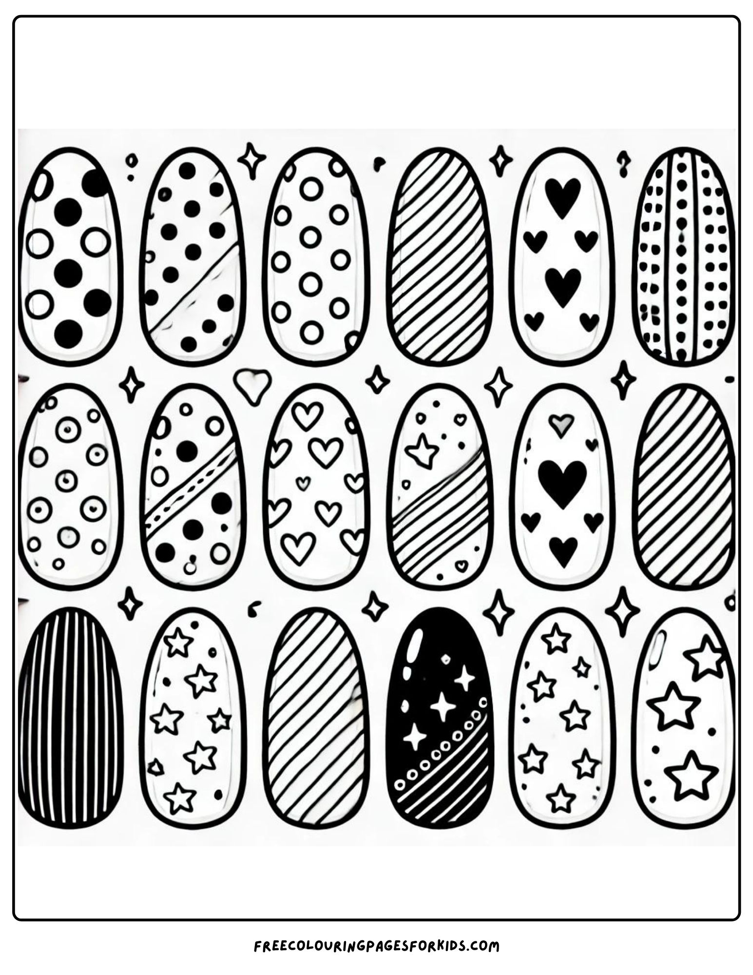 20 Nails Coloring Pages For Kids Printable Nail Art Templates 