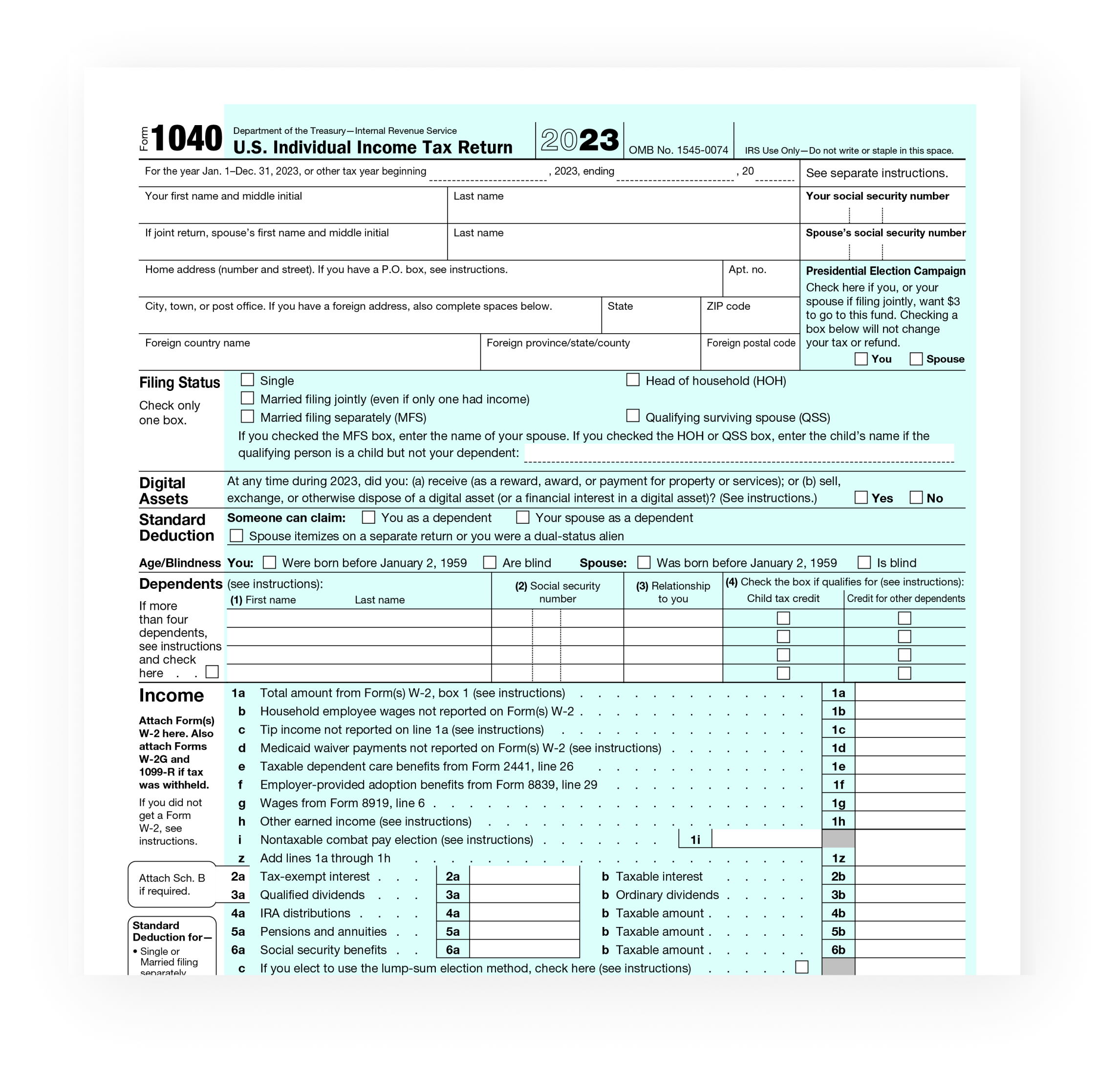 2023 Form 1040 Instructions Printable Forms Free Online
