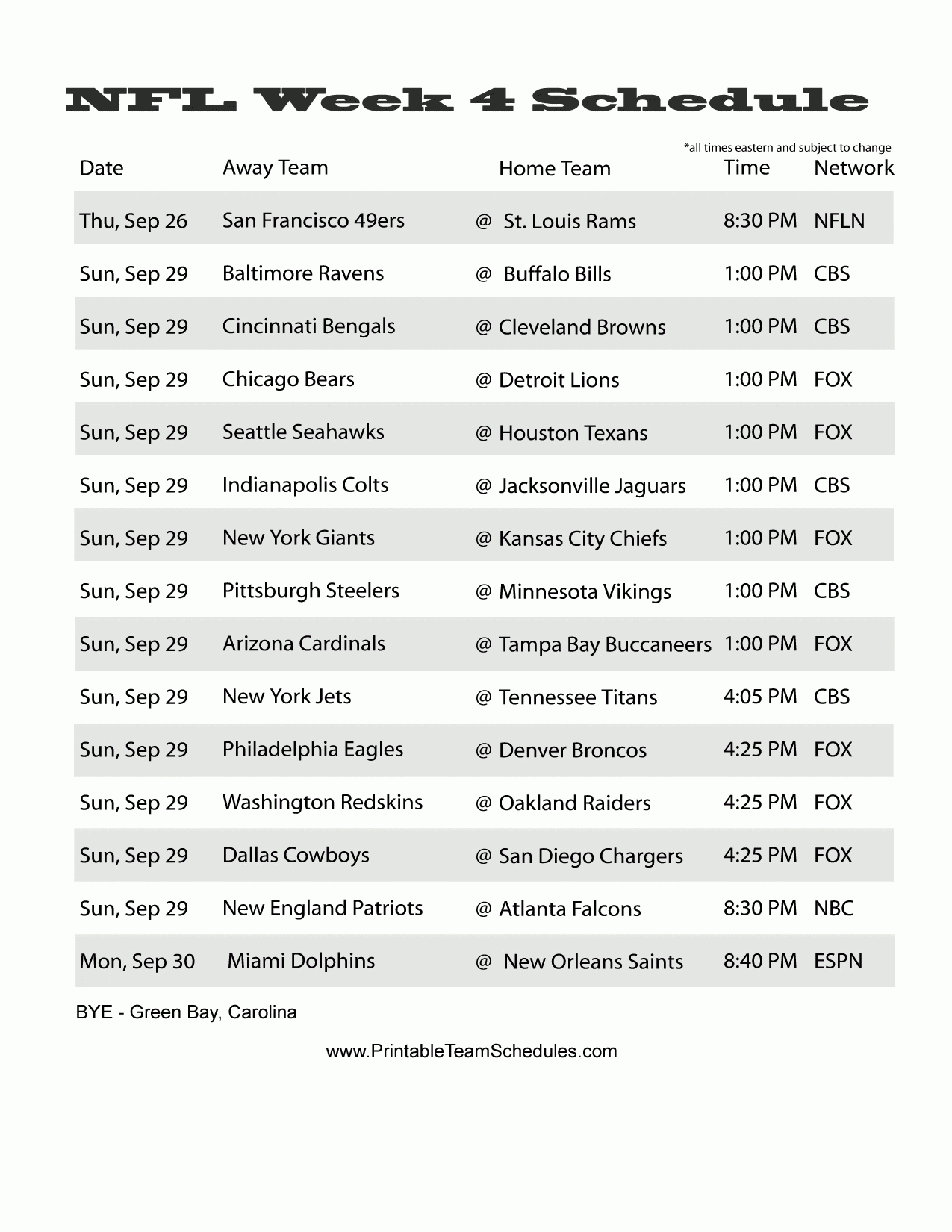 2024 Nfl Schedule By Week 4 Kara Sandie