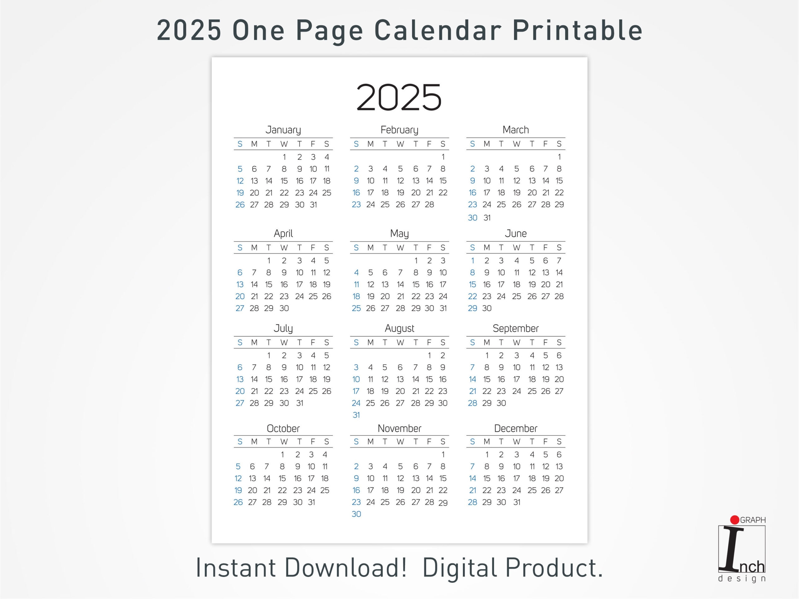 2025 12 Month Calendar On One Page Printable Calendars 2025
