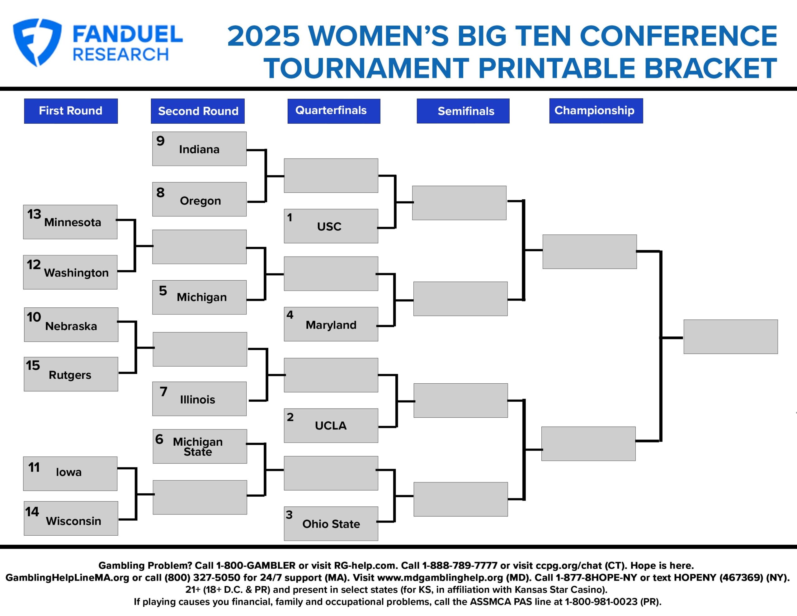 2025 Big Ten Women 39 s Basketball Printable Bracket For Conference 2025 Big Ten Women 39 s Basketball Printable Bracket For Conference