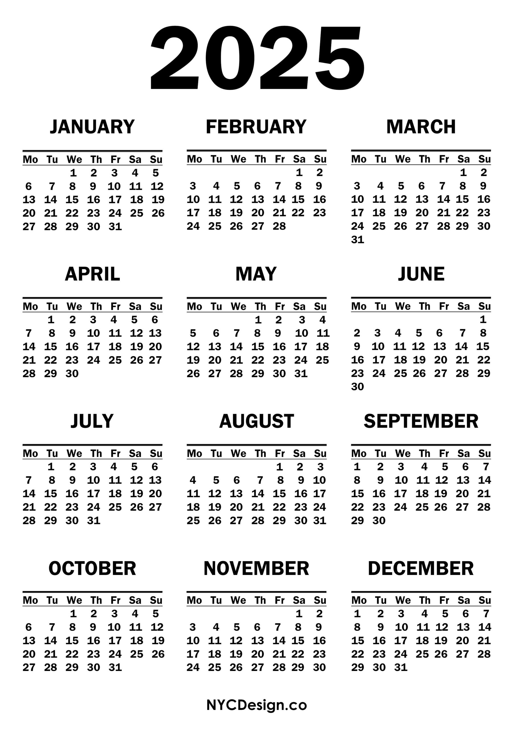 2025 Calendar Pdf Free Printable Lauren Shang B 