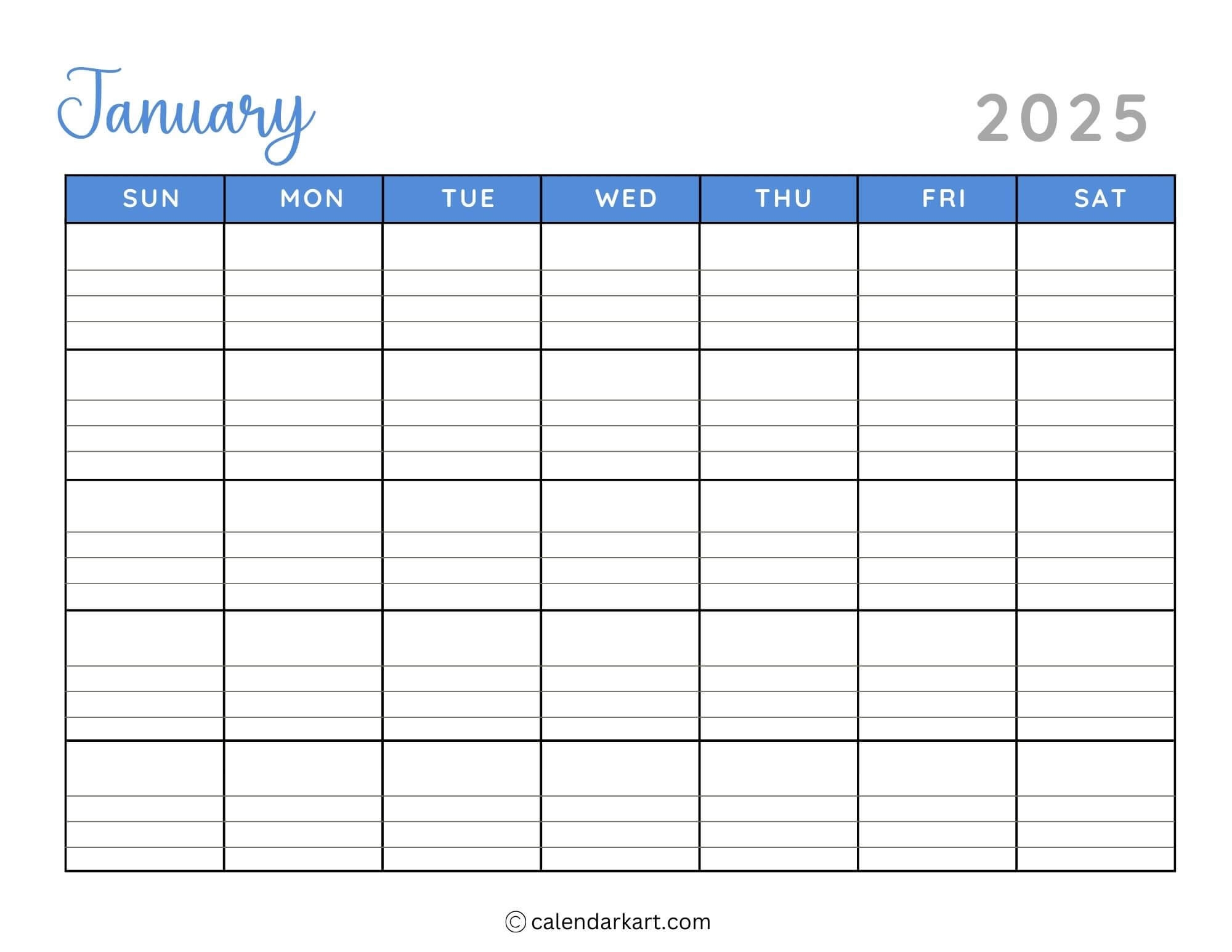 2025 Calendar With Lines Printable Calendars 2025