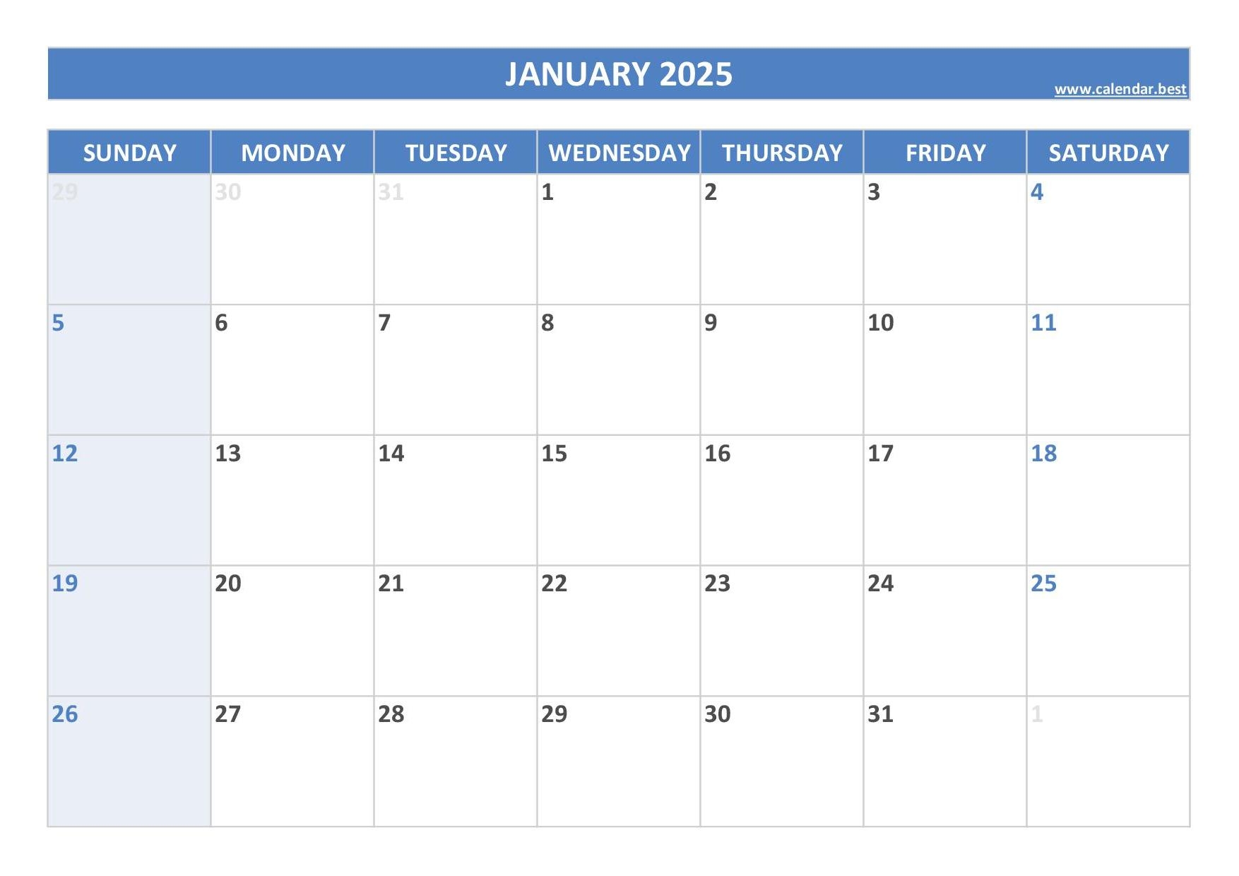 2025 Monthly Calendar January Hindi Ted Elizabeth