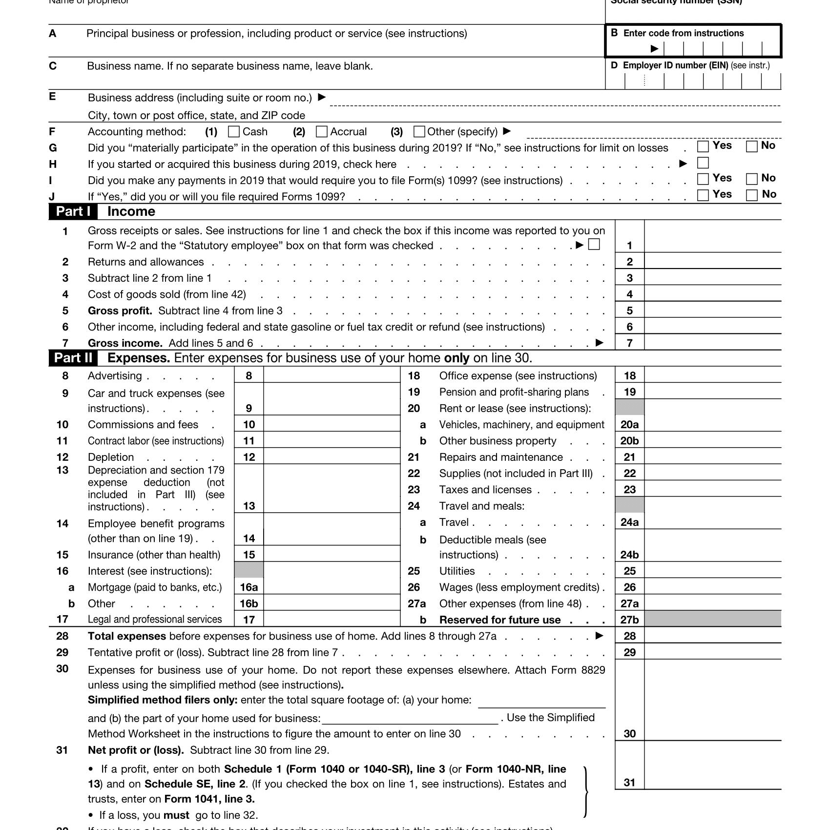 2025 Schedule C Form H Jessica Mellor
