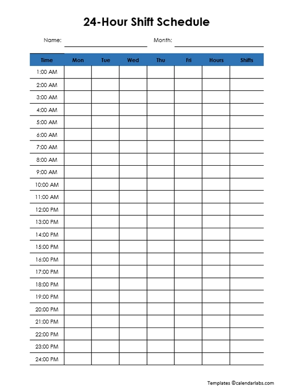 24 Hours Shift Schedule Template Free Printable Templates