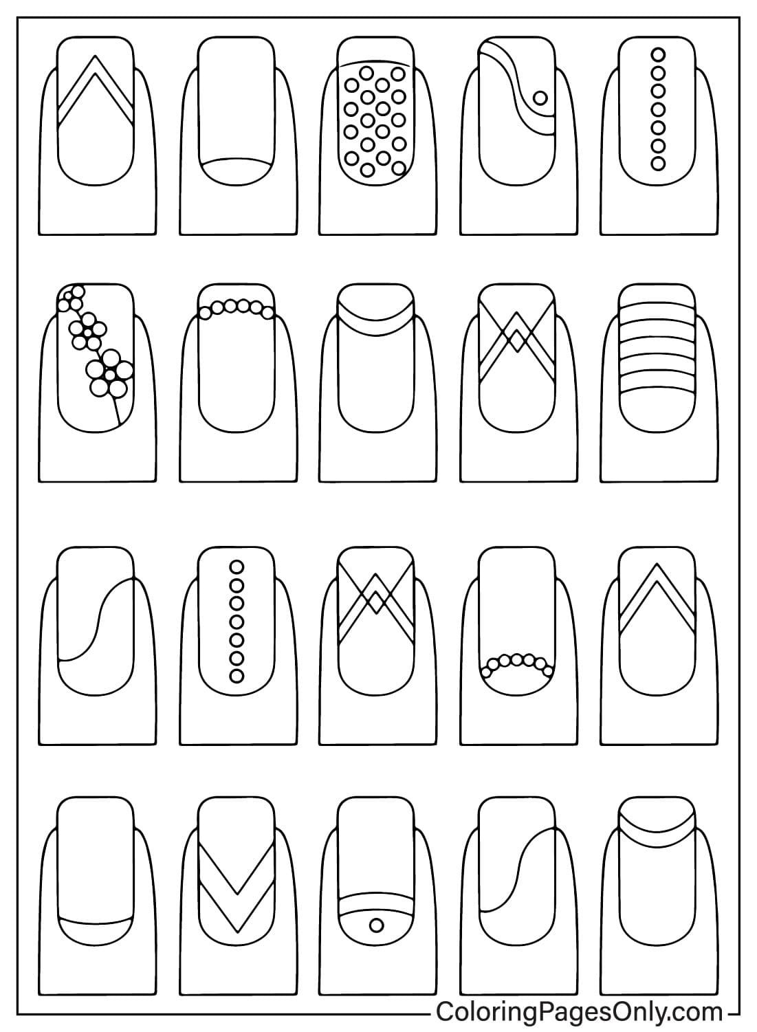 24 Nails Coloring Pages ColoringPagesOnly Printable Nail Art 