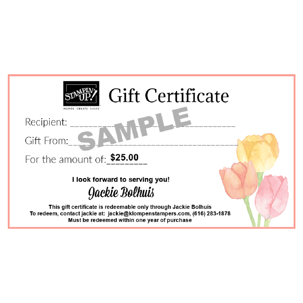  25 Gift Certificate Klompen Stampers