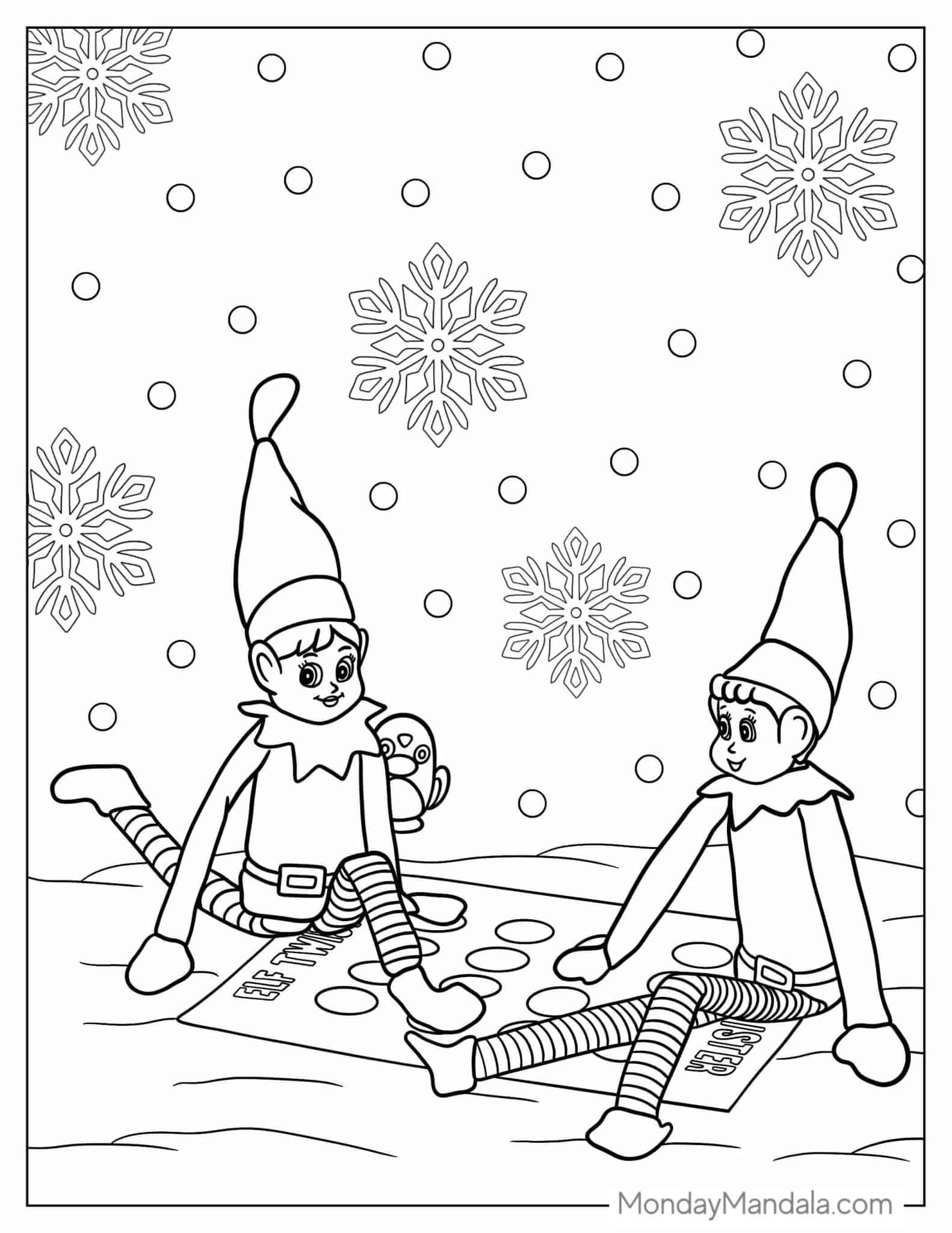 Printable Elf On The Shelf Coloring Pages