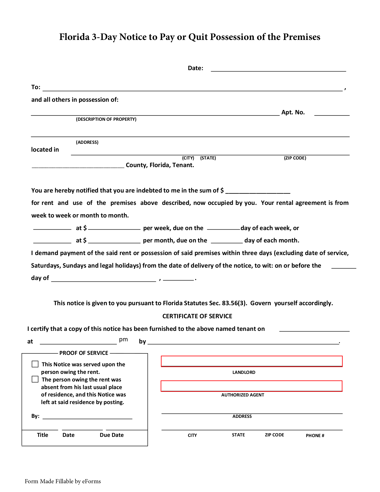 3 Month Eviction Notice Template